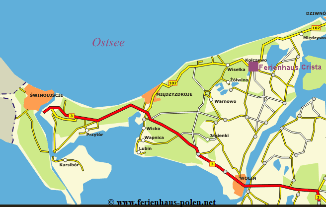 Ferienhaus Polen - Ferienhaus Crista in Kolczewo n�he Wiselka an der Ostsee /Miedzyzdorje (Misdroy)/ Polen