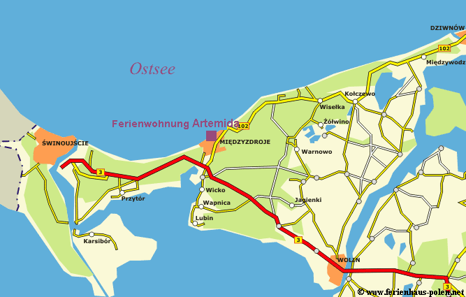 Ferienwohnung Polen - Ferienwohnung  Artemida in Miedzyzdroje (Misdroy) an der Ostsee/Polen