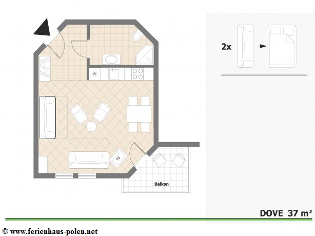 Ferienwohnung Polen - Ferienwohnung  Dove in Miedzyzdroje (Misdroy) an der Ostsee/Polen