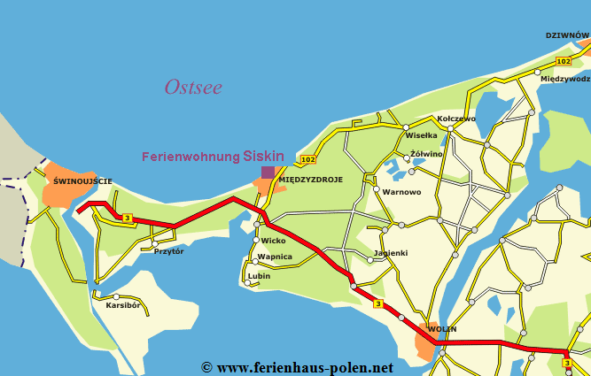 Ferienhaus Polen- Ferienwohnung Siskin an der Ostsee/Miedzyzdroje