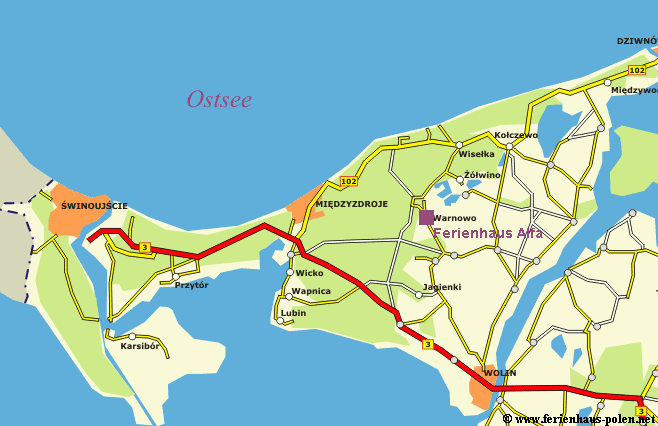 Ferienhaus Polen-Ferienhaus Alfa in Warnowo n�he Miedzyzdroje (Misdroy) an der Ostsee/Polen