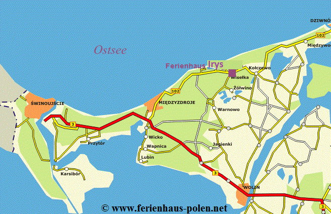 Ferienhaus Polen - Ferienhaus Irys in Wiselka nhe Miedzyzdroje / Misdroy an der Ostsee/ Polen